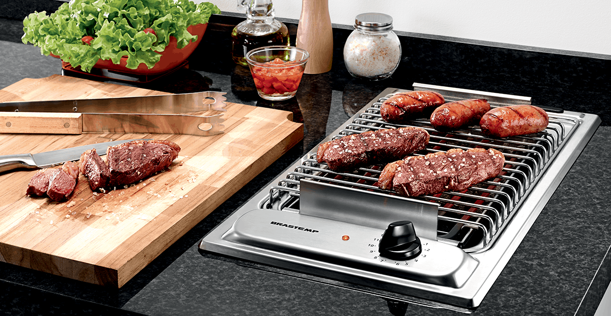 Cooktop Elétrico Brastemp Dominó Churrasqueira Cor Inox