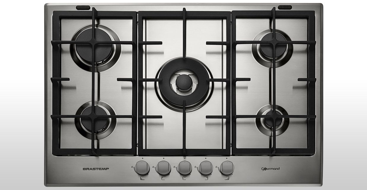 Cooktop a Gás Brastemp 5 Bocas Gourmand 75 cm Cor Inox